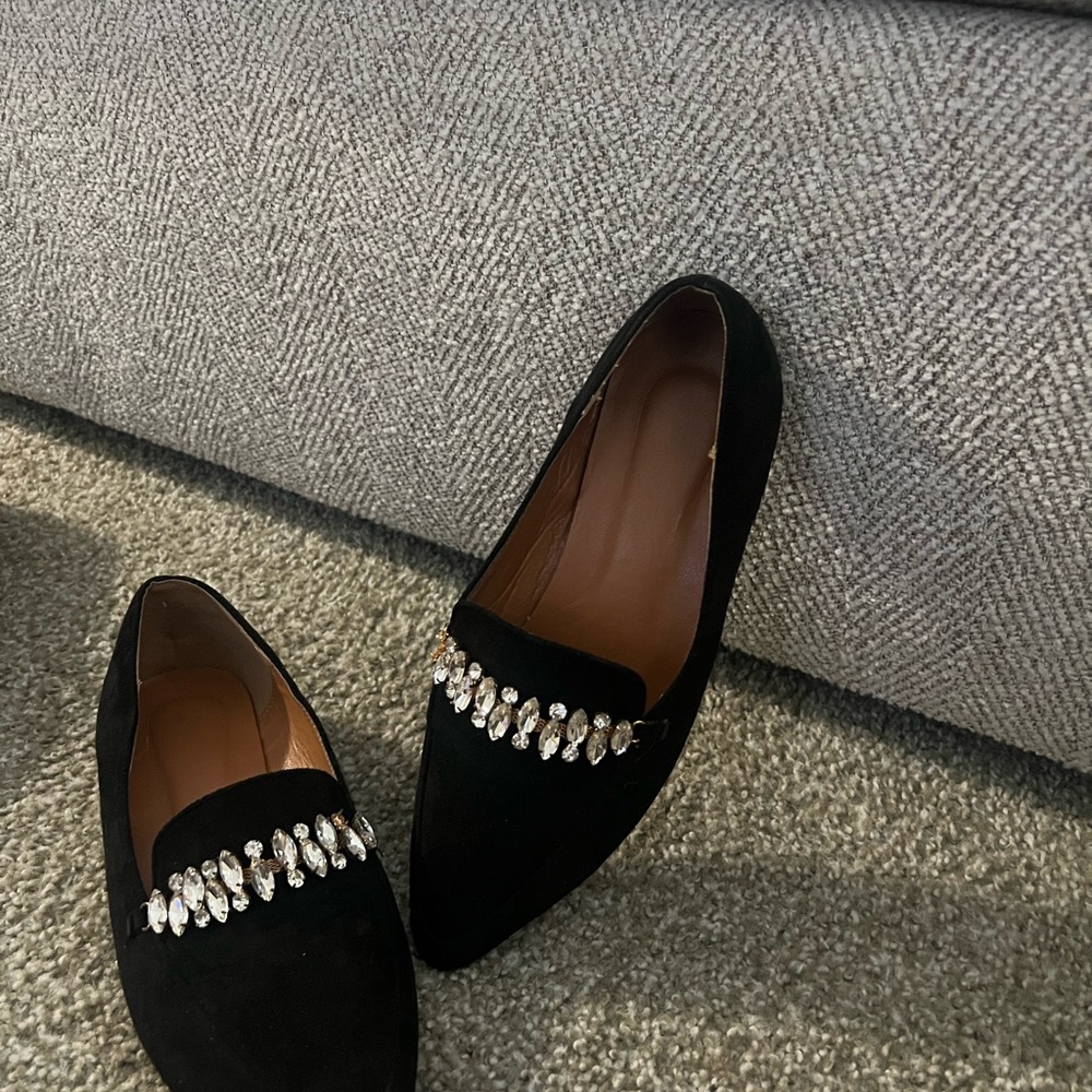Elegant Black Loafers with Crystal Embellishments